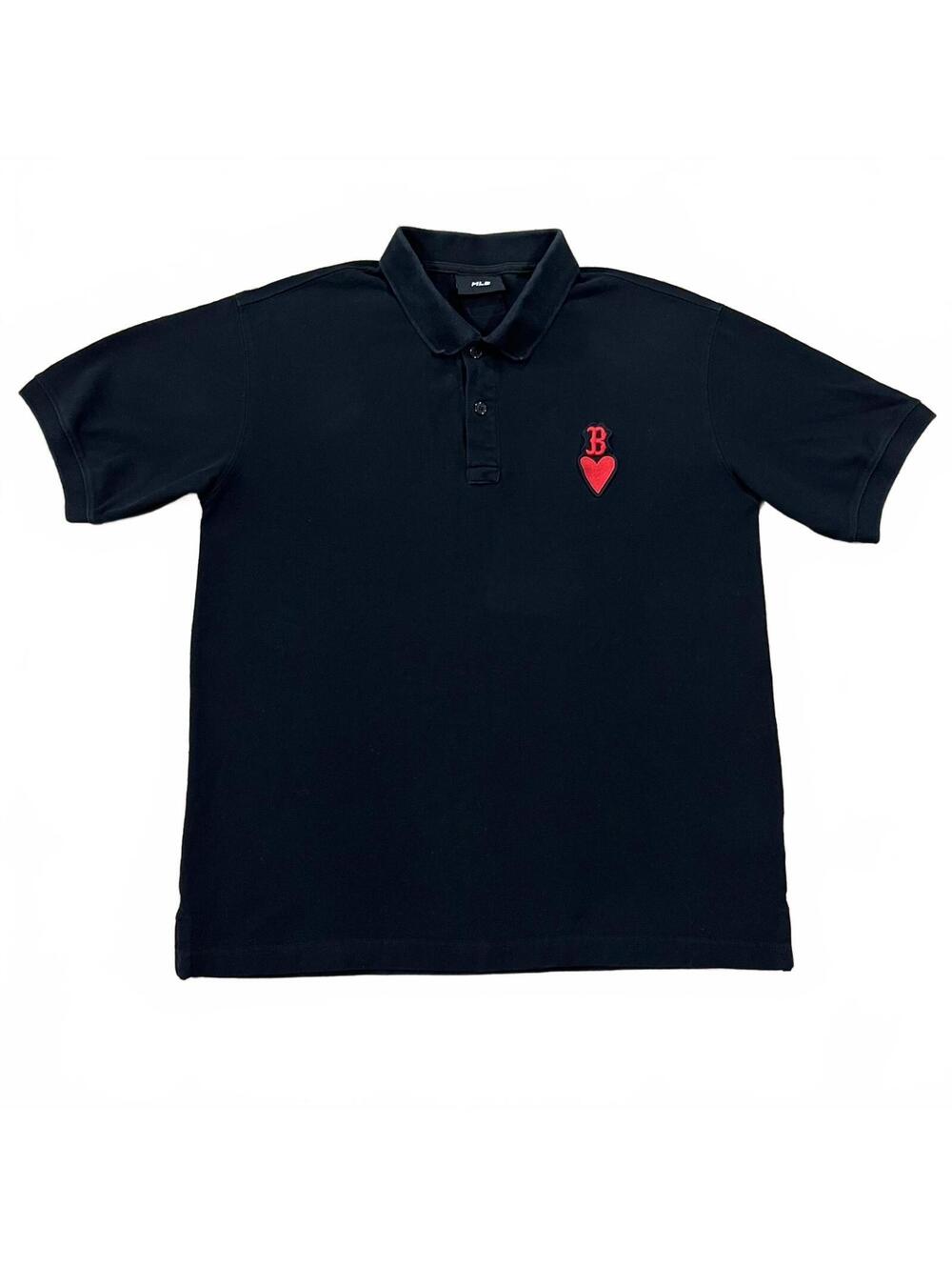 Boston Red Sox MLB Heart Logo Mens Black Polo Shirt Size Medium